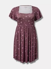 Torrid Super Soft Knit Jersey Floral Babydoll Skater Dress Size 2 2X Pockets 