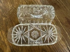 Anchor Hocking Star Of David Cut Crystal Glass Butter Dish With Lid Vintage
