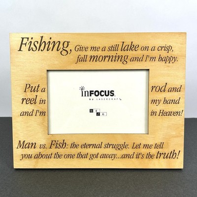 In Focus By Lasercraft 4 X 6 FISHING Picture Frame Grandpa, Father, Uncle Gift