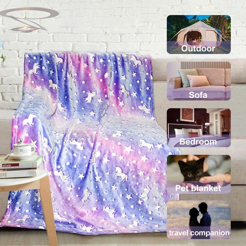 Unicorn Glow in The Dark Blanket for Girls/Kids Age 3-12, Soft Fleece Throw -... - Picture 6 of 6