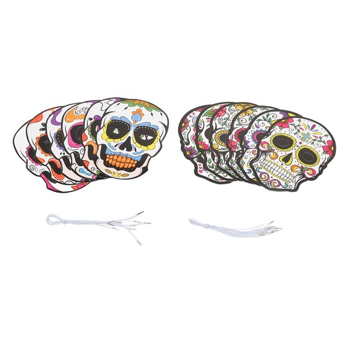 12pcs Day Of The Dead Mask With Elastic Band Attractive Halloween Mask For Ha UK - Picture 15 of 23