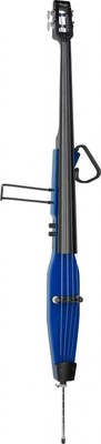 3/4 electric double bass with gigbag, transparent blue