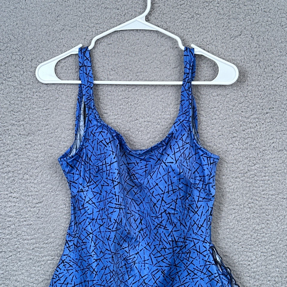 Traje de baño Maxine of Hollywood de una pieza vintage años 80 para mujer talla 14 azul acolchado Foto 2 de 4