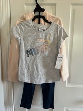 Puma 3 Piece Set Girls 5 Cloud Pink Hoodie Shirt Leggings Athletic Outfit NWT