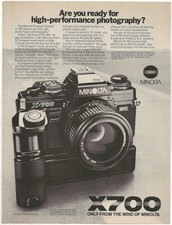 Vintage Print Ad Minolta X700 35mm Camera - High-Performance Photography - 1984