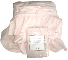 Pottery Barn Teen Washed Ruffle Pink Blush Full Queen Duvet Cover/Sham Organic