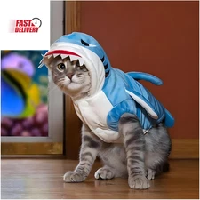 Dog Shark Costume Cute Pet Clothes Halloween Holiday Coat Hoodie for Cats and Do