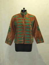 Embroidered Uzbek Coat, Suzani Velvet Jacket, Women Wear Waistcoat, Kimono Gold