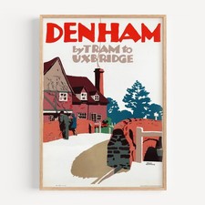 Denham by Tram to Uxbridge 1929 Retro Travel Poster