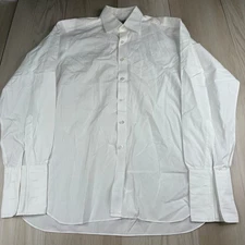 Turnbull & Asser Mens White Cotton London Preppy Button Up Dress Shirt 16.5/42