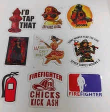 Firefighter Stickers Decals  Lot Of 9 Some Are Adult Themed FREE SHIPPING 