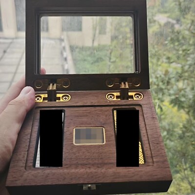 2 Slot Walnut Lighters Collection Display Case - For Dunhill Rollagas lighters