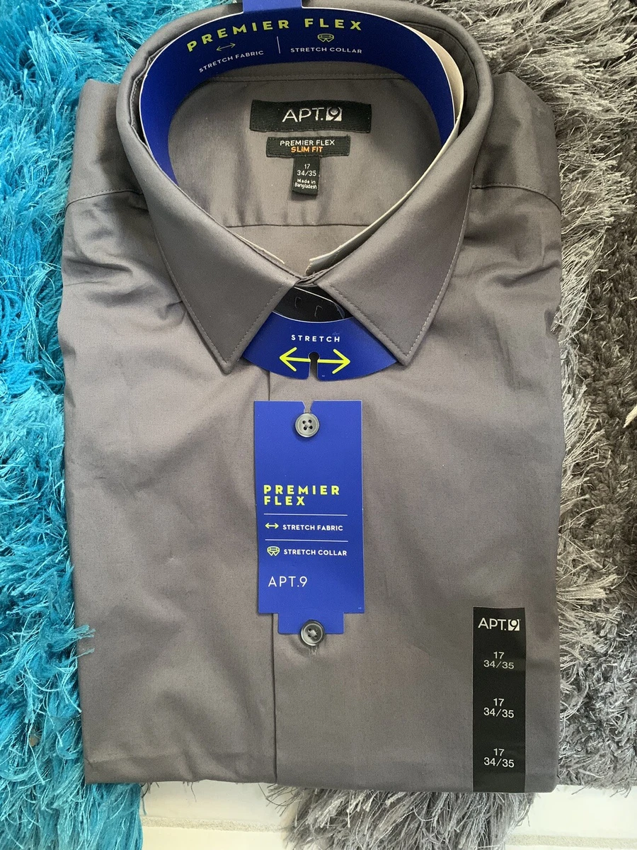 Men's APT . 9 Premier Flex Dress Shirt. Slim Fit Stretch Fabric