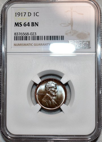 NGC MS-64 BN 1917-D Lincoln Cent, Absolutely Stunning, Radiant Toner!