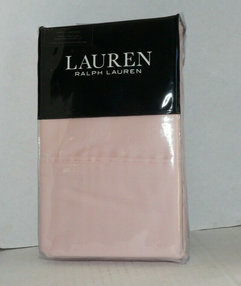 2 Ralph Lauren King Pillowcases Cotton Dunham Sateen White 20 X 40 Pick