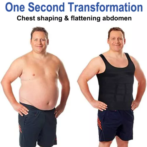 Gynäkomastie Compress Tanktop Männer Abnehmen Body Shaper Weste Bauchweg Shirt - Bild 10 von 26