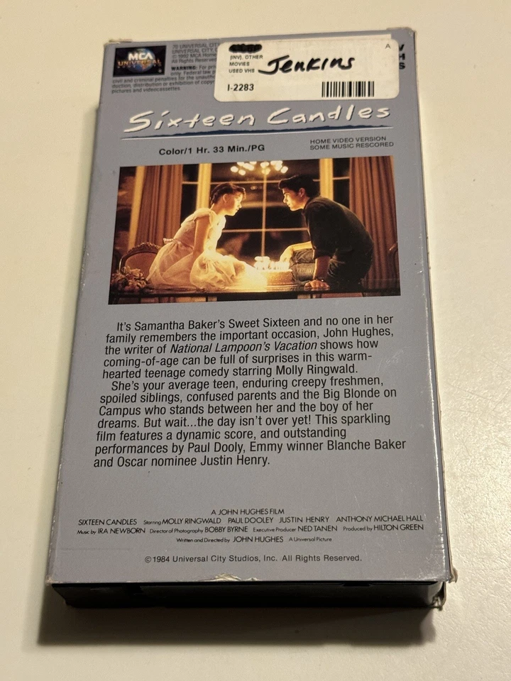 Vintage Sixteen Candles Molly Ringwald VHS Cassette Tape MINTY Foto 2 de 4