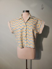 Vintage 1980s OP Ocean Pacific Retro Sailing Reversible Chevron Stripe Crop Top