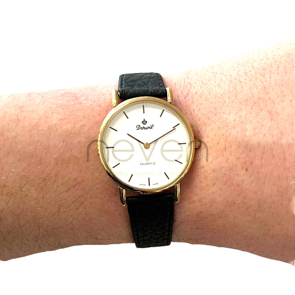 DARWIL - UHR - VINTAGE - SWISS MADE - GOLDSCHLIESSE - ECHTLEDER - 34 MM