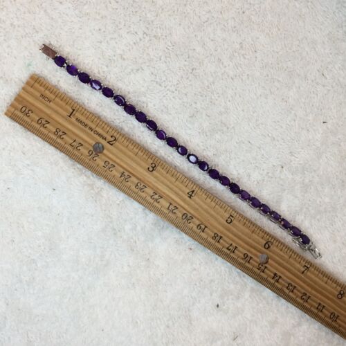 15.10CTW oval African amethyst rhodium over sterling silver tennis bracelet NEW - Picture 6 of 7