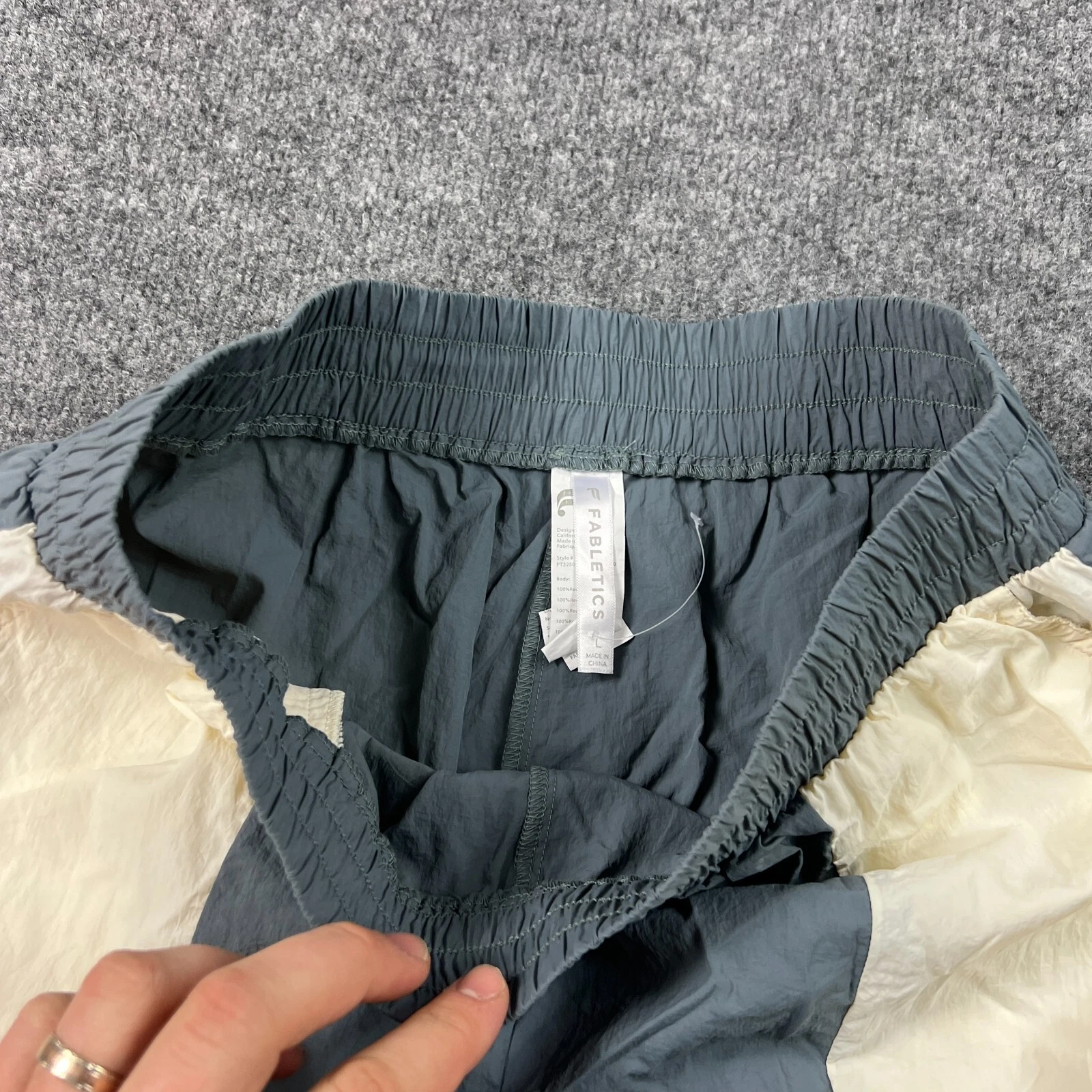 fabletics track storm cloud multi kickback two-tone high-rise pants