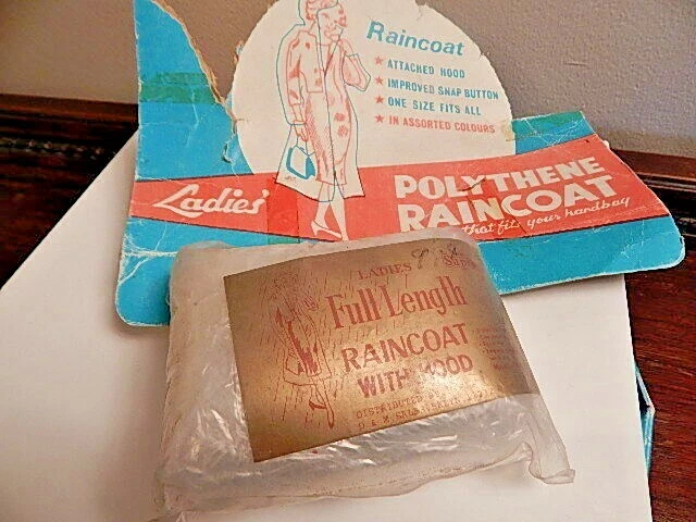 Nos Vintage Full Length Raincoat Hooded Hood Clear Compact Travel Waterproof - Image 3 of 4