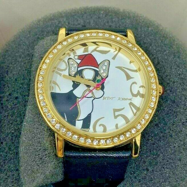 Betsy Johnson Designer French Santa Bulldog Woman's Wrist Watch