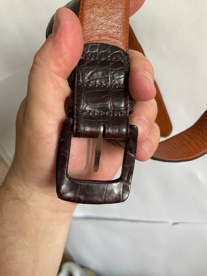 Cinturón de cocodrilo marrón vintage Ralph Lauren talla S Foto 4 de 4