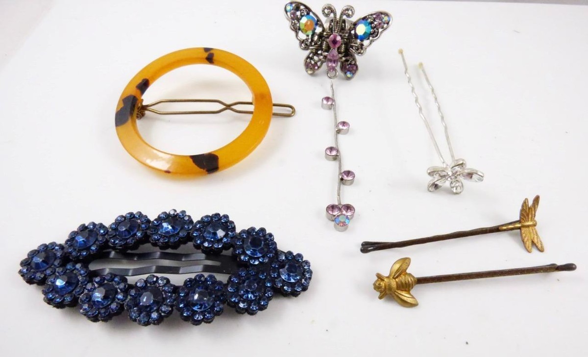 Vintage Lot of 6 Hair Barretts and Hair Clips Assortment #1  display picture 2