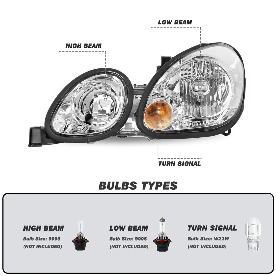 Pares de faros para proyector cromados halógenos cromados Lexus GS300 GS400 GS430 1998-2005 Foto 4 de 4