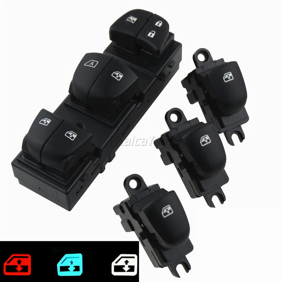 Interruptor de control de ventana de auto nuevo para Nissan X-Trail Leaf 2014 2015 2016 2017 4 piezas Foto 2 de 2