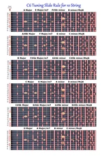 C6TH TUNING SLIDE RULE CHART FOR 10 STRING STEEL GUITAR - LAP PEDAL STEEL