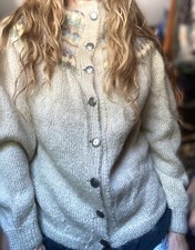 Vintage MCM Boho Pastels Fairisle Handmade Knitted Sweater Sm/M High Neck