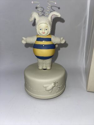 Department 56 Snowbunnies Be My Baby Bunny Bee Revolving Musical Figurine 2001