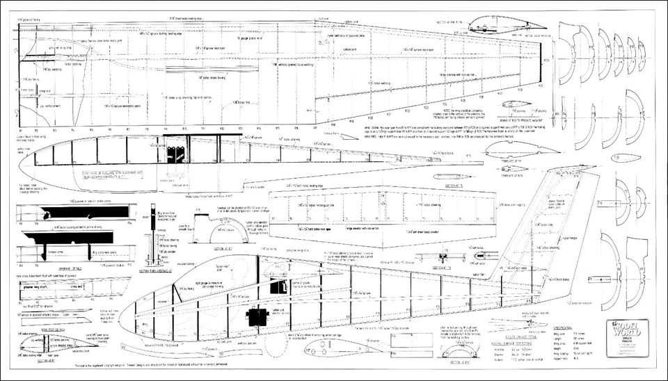 PILATUS B 4 (Spannweite 3000 mm). Segelflugzeug 1970. Modellbauplan - Bild 2 von 2
