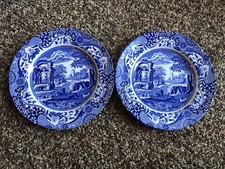 Vintage Spode Blue Italian Set Of 2 9  Soup Plate C 1816 A6 / A7