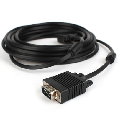 15FT VGA Male to Male Cable SVGA Monitor Cord Black Plug Wire for PC Computer