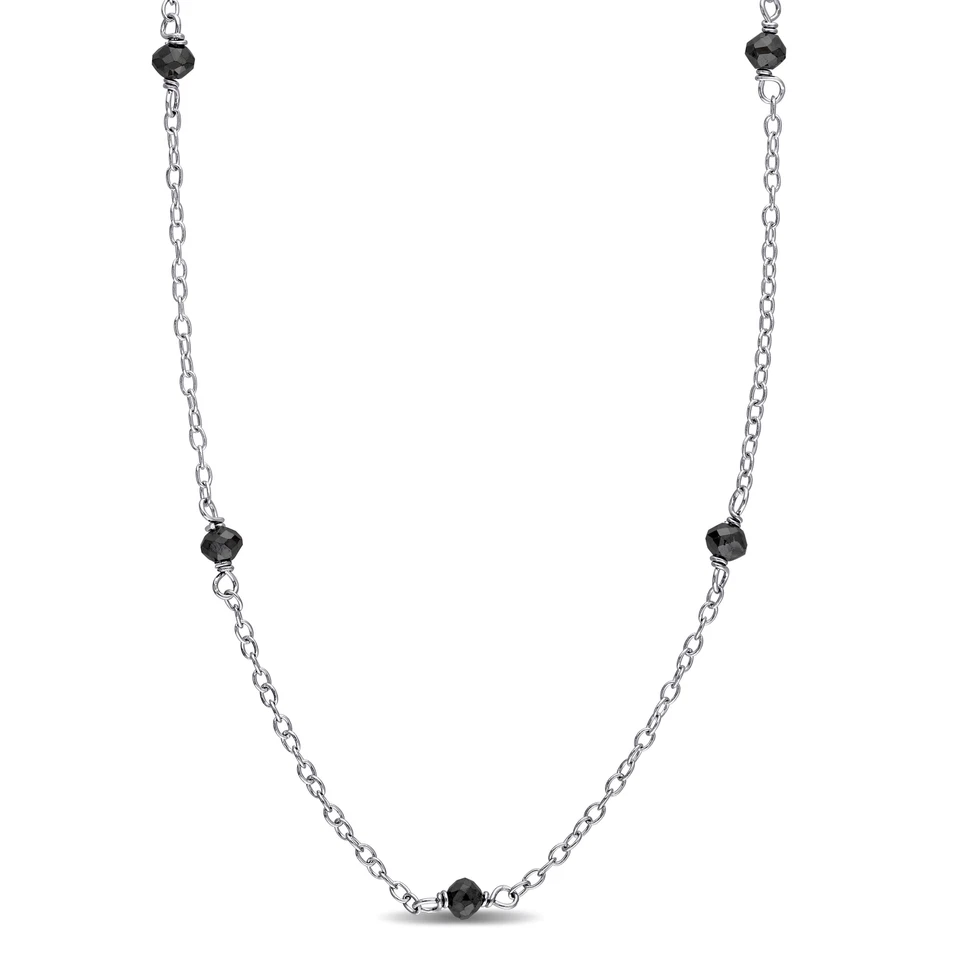 Collar Estación Diamante Negro TDW Plata Esterlina 1CT TDW