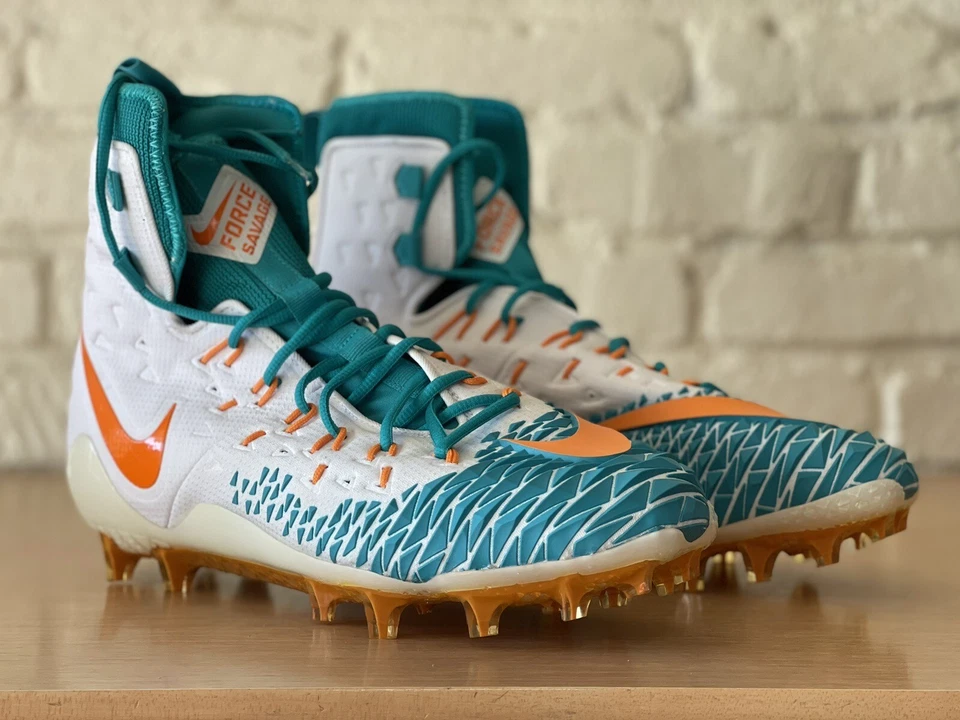 Nike Force Savage Elite Men Size 12.5 Football Cleats Miami Dolphins AJ6603-104 - Image 4 of 4