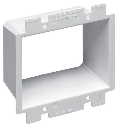 Arlington BE2, 1-1/2" Extends, White, Plastic, 2-Gang, Box Extender, 1pc
