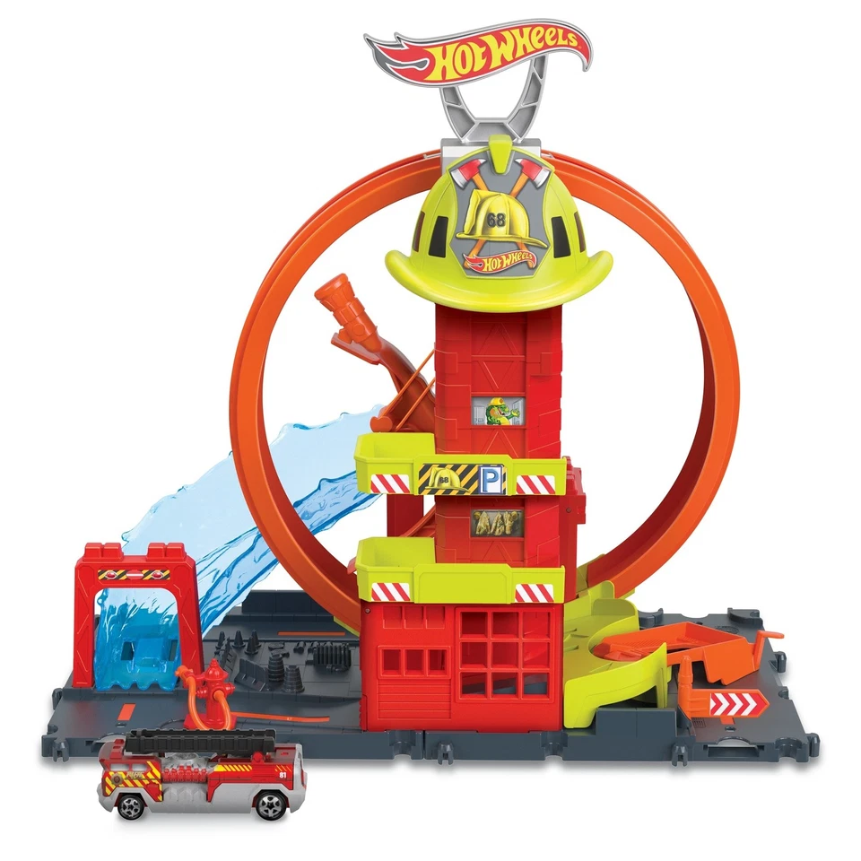 Hot Wheels City Feuerwache Super Looping Rennbahn Set - Bild 2 von 4