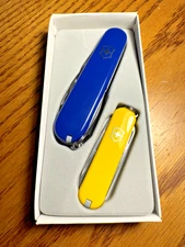 Victorinox Swiss Army Knives :  TINKER Cobalt BLUE  and CLASSIC SD Yellow  NEW