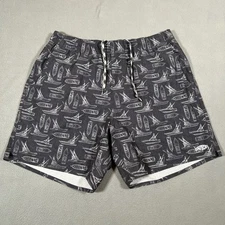 AFTCO Swim Trunks Men L Gray Lined Captains Lounge Shorts Nautical Boats Fishing