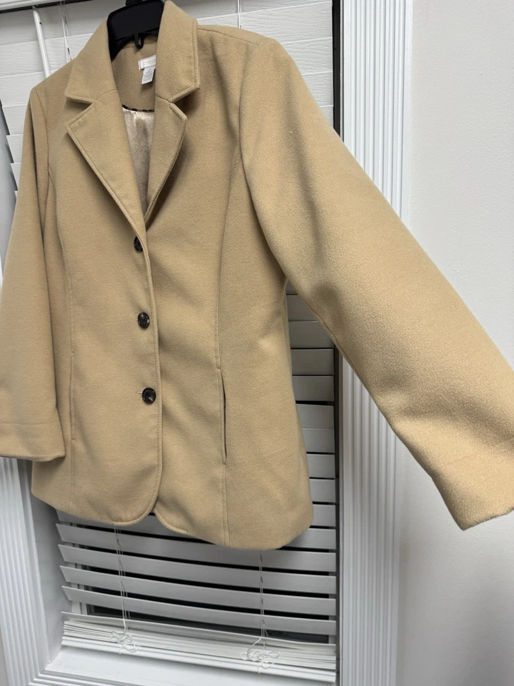 Chaqueta Chicos 2 Camel Botón Solapa Frontal Tostado Neutro Abrigo P Grande Foto 4 de 4