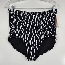 Shapermint High Waisted Control Bikini Bottom Black White Size 2XL NWT