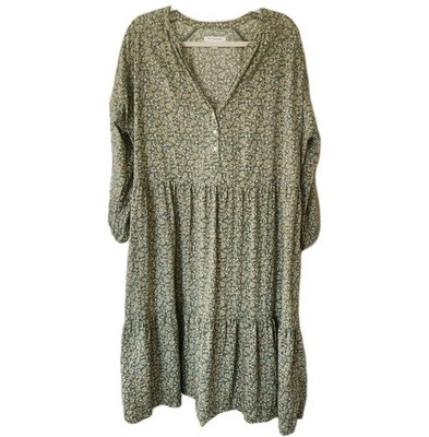 Free Assembly Tiered Swing Dress Laurel Wreath Size XXL Cottage Core Green F