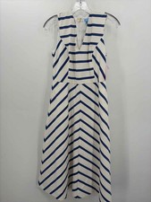 Pre-Owned Draper James White Size 2 Stripe Maxi Sleeveless Dress