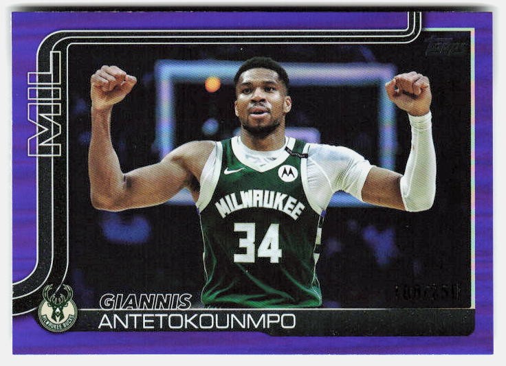 2025-26 Topps #54 Giannis Antetokounmpo Purple Holo Foil #/250