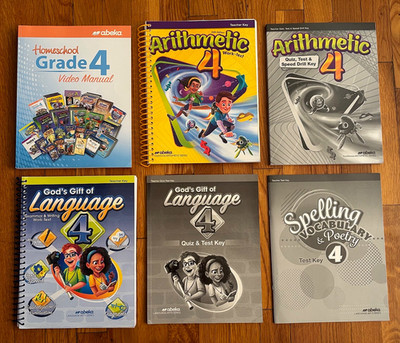 ABEKA 4TH GRADE ARITHMETIC & LANGUAGE TEACHER KEYS, HS VIDEO MANUAL ,TESTS KEYS
