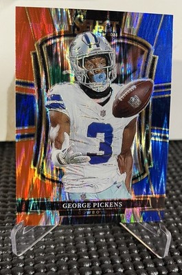 2025 Panini Select #197 George Pickens Red and Blue Prizm Shock Cowboys